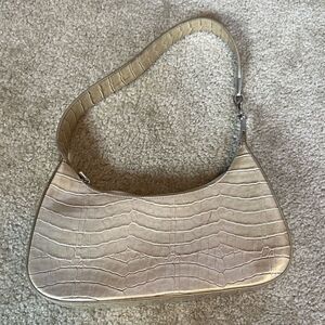 Authentic Y2K Vinyl Shoulder Bag Purse Taupe Textured